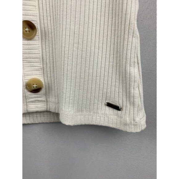Hollister White Ribbed Button-Front Short Sleeve Top Size S - Picture 3 of 7
